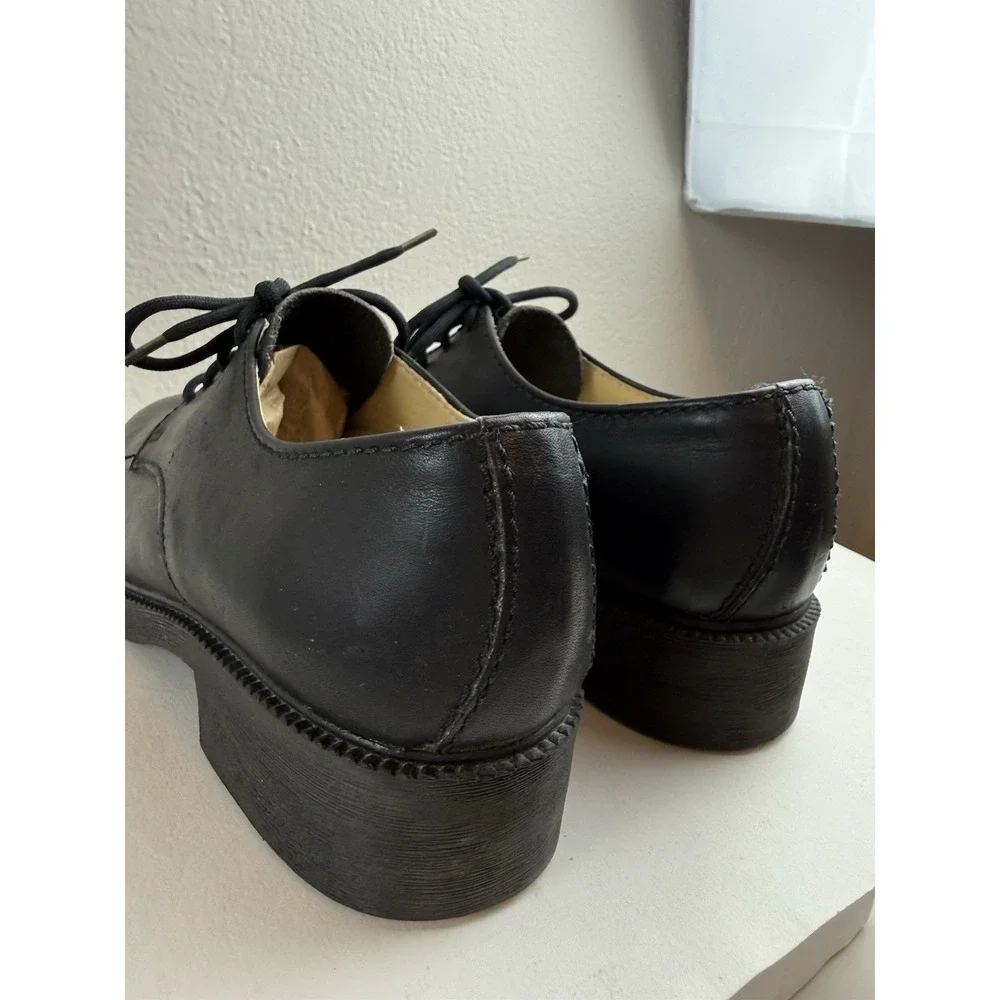 MIA Y2K Blk Leather Oxford Platform Chunky Heel Shoe Sz7 90s Grunge Goth Witchy